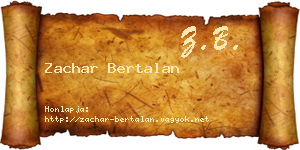 Zachar Bertalan névjegykártya